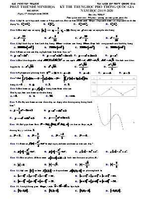 Đề thi THPT Quốc gia môn Toán - Đề số 89 - Năm học 2019-2020 - Lê Nguyên Thạch (Có đáp án)
